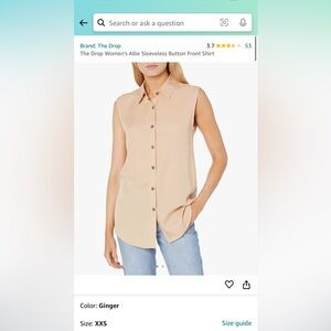 NWT Amazon the Drop sleeveless button down